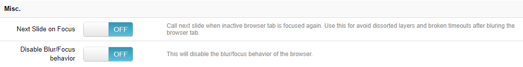 Misc settings
