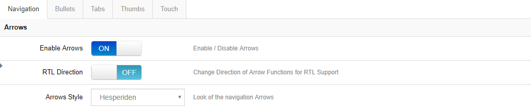 Arrows settings