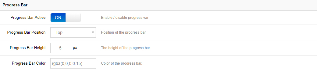 Progress bar settings