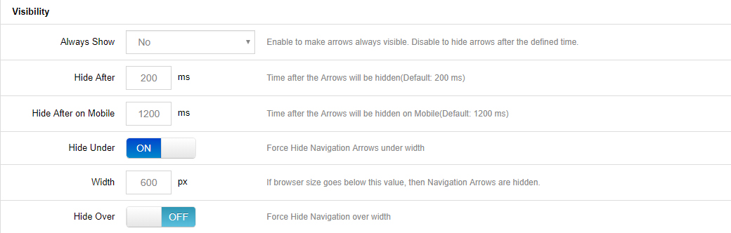 Navigation visibility settings
