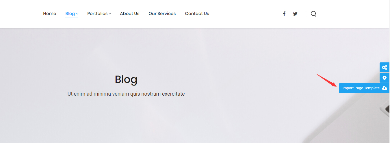 The Import Page Template icon