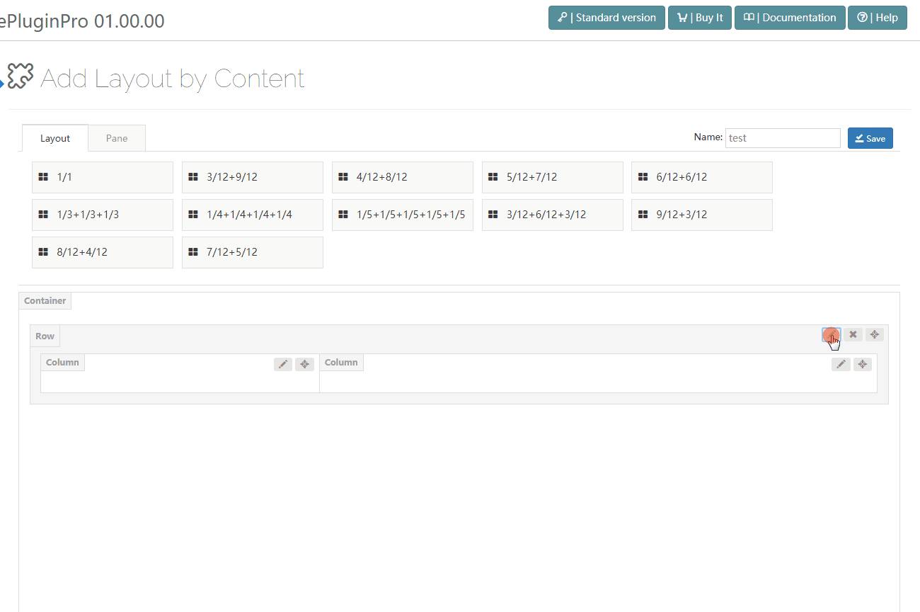 Open row settings