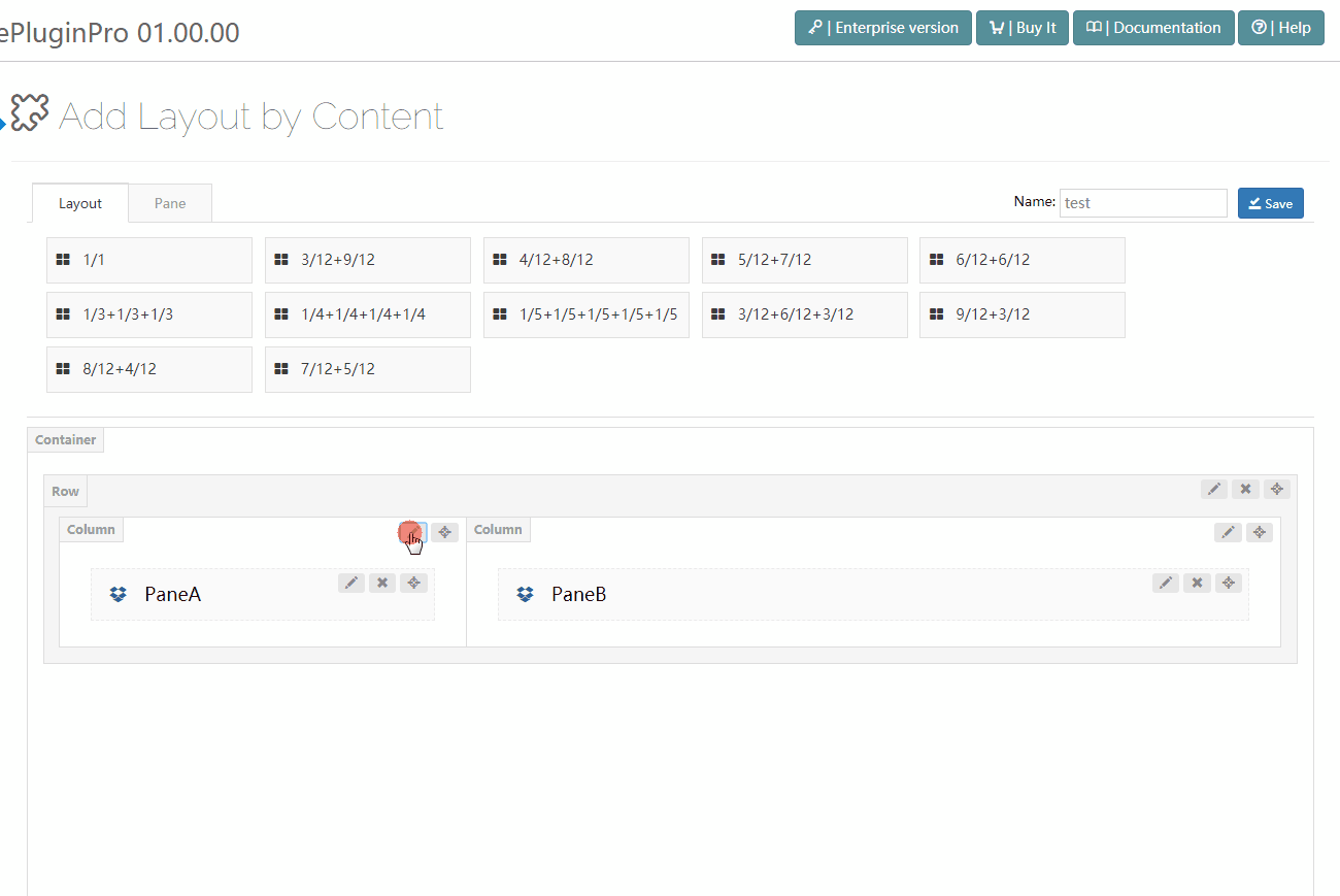 Open column settings
