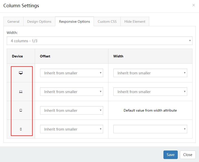 Responsive options