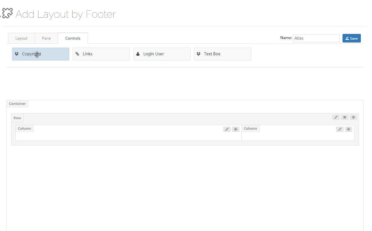 Drag footer controls