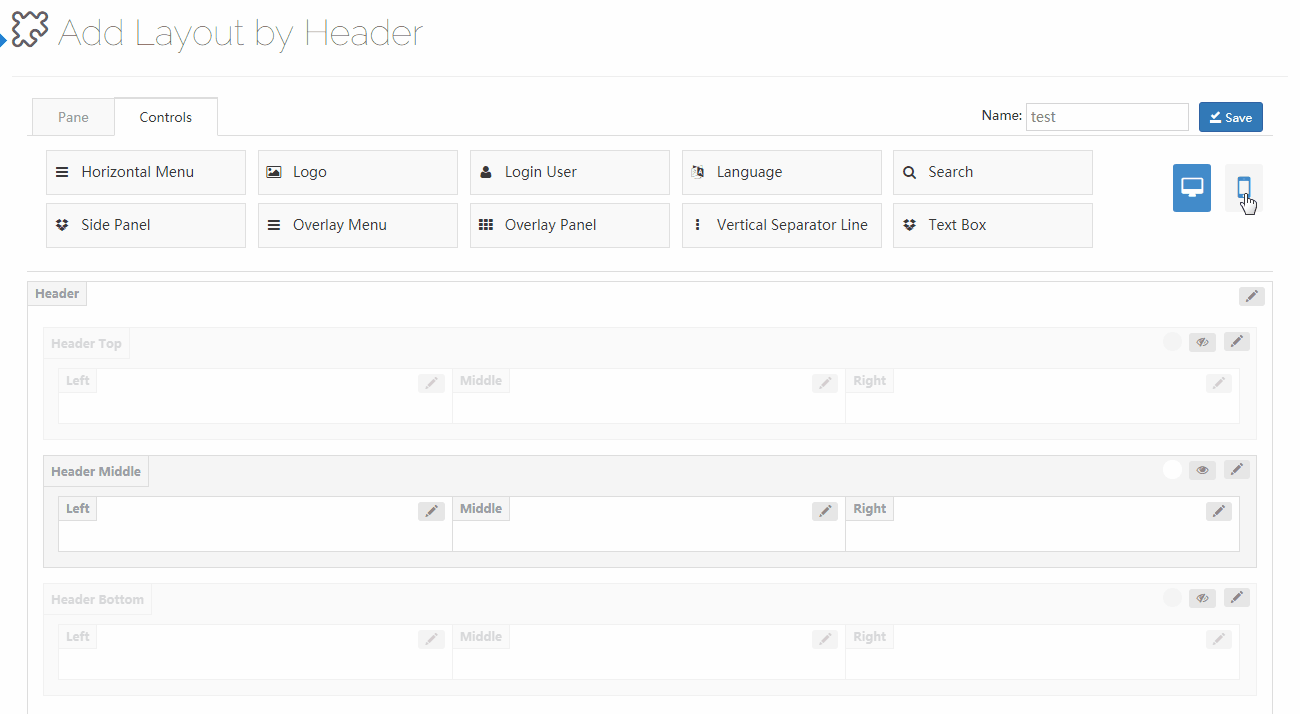 Mobile header settings
