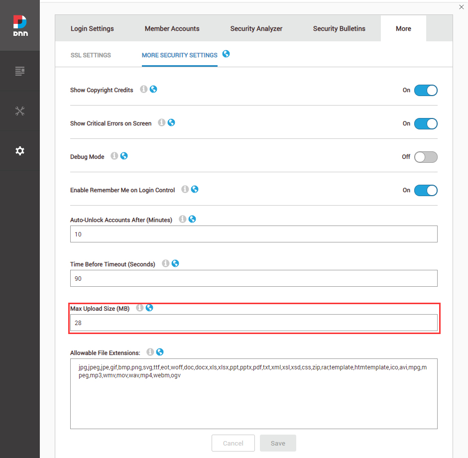 Raise the upload size limit