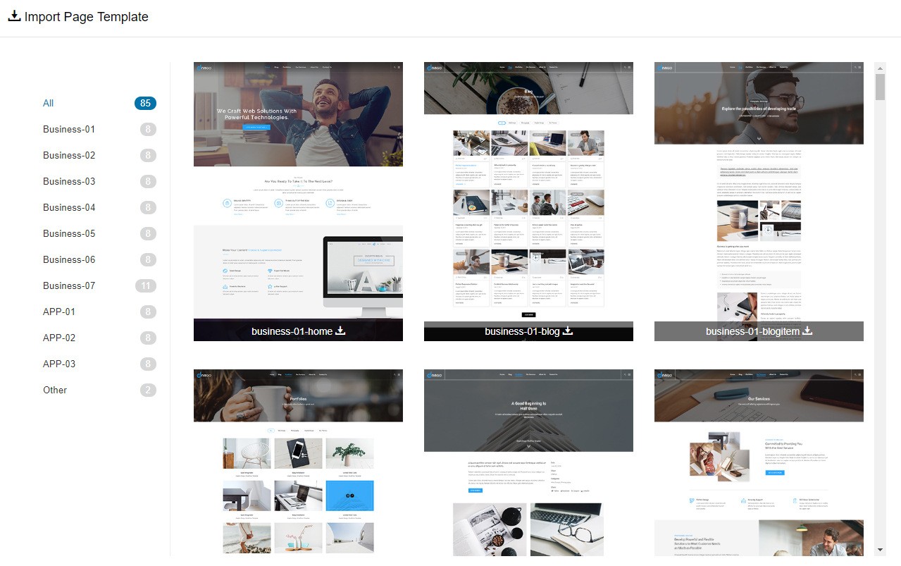 The template picker