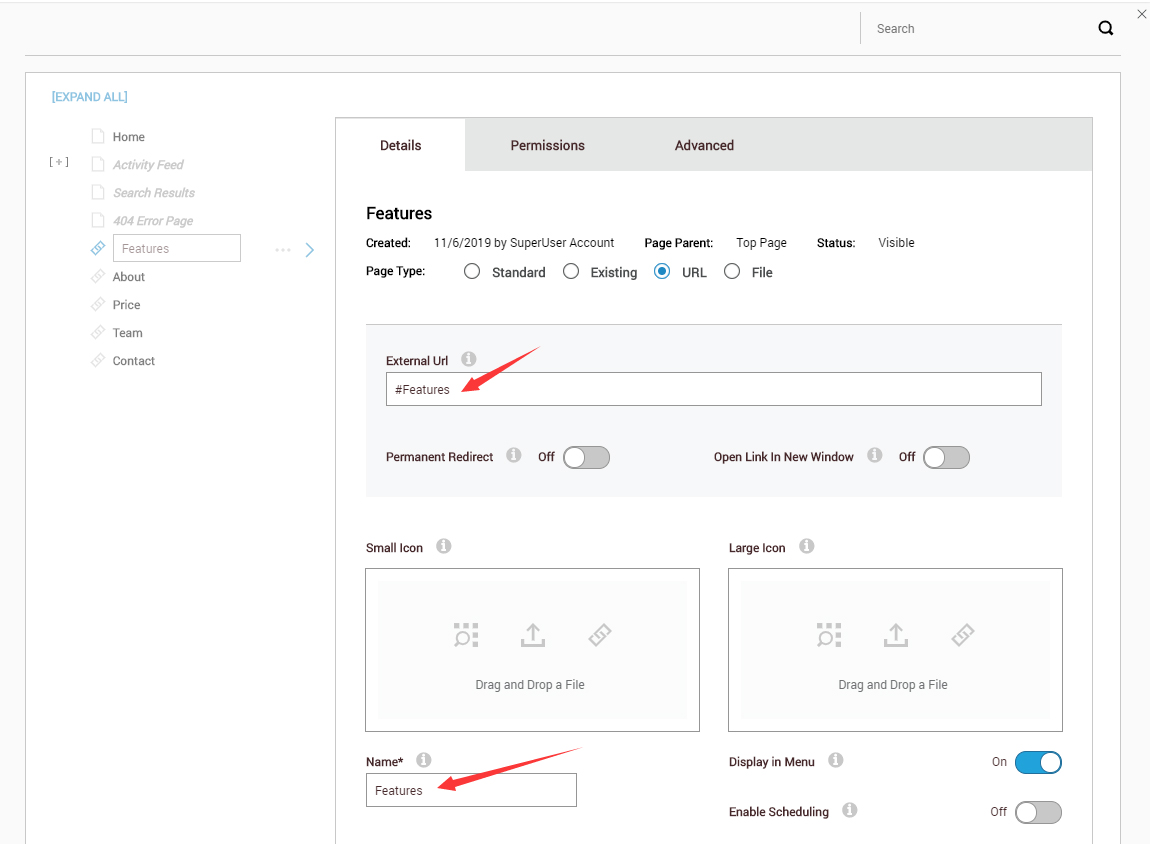 Add a URL menu item