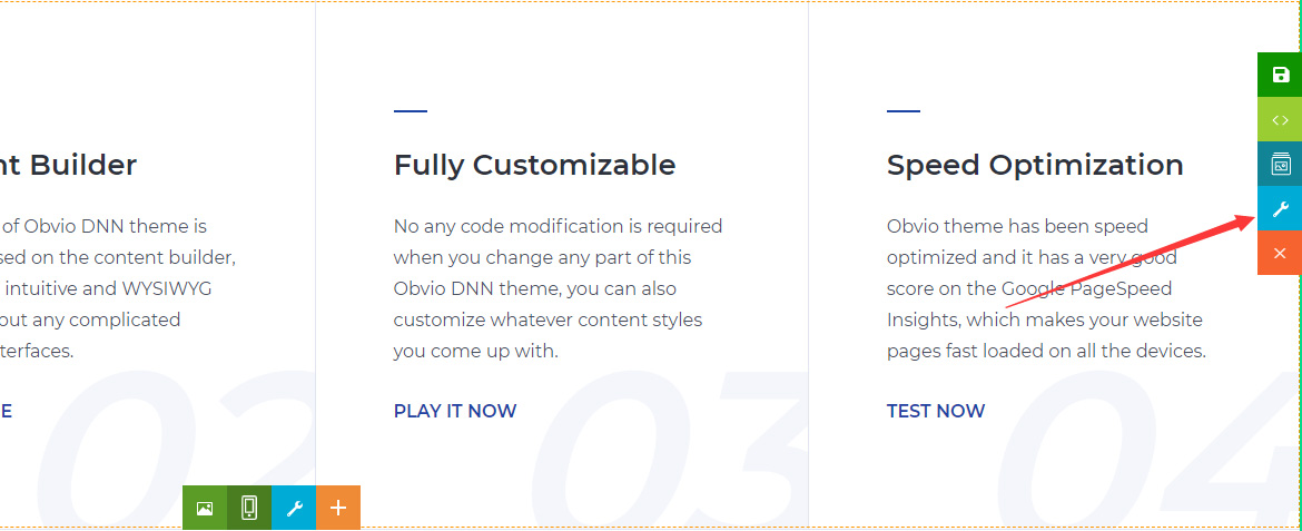 Section settings icon