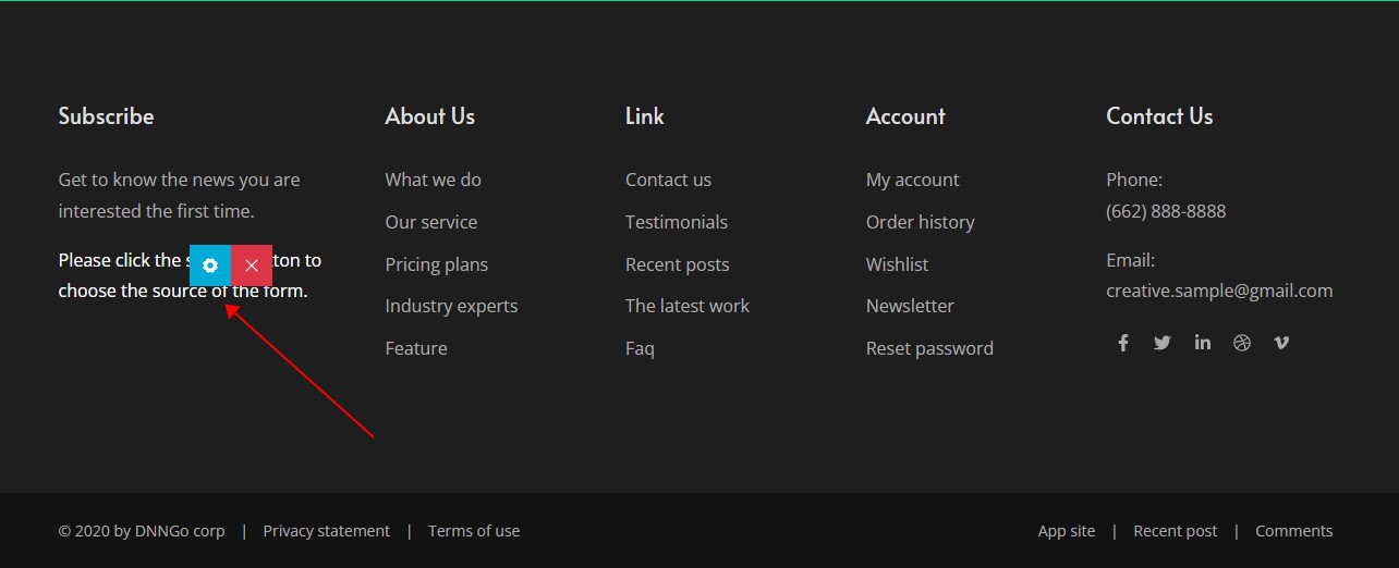 Settings button