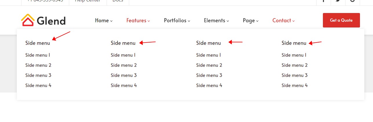Mega Menu Title Typography