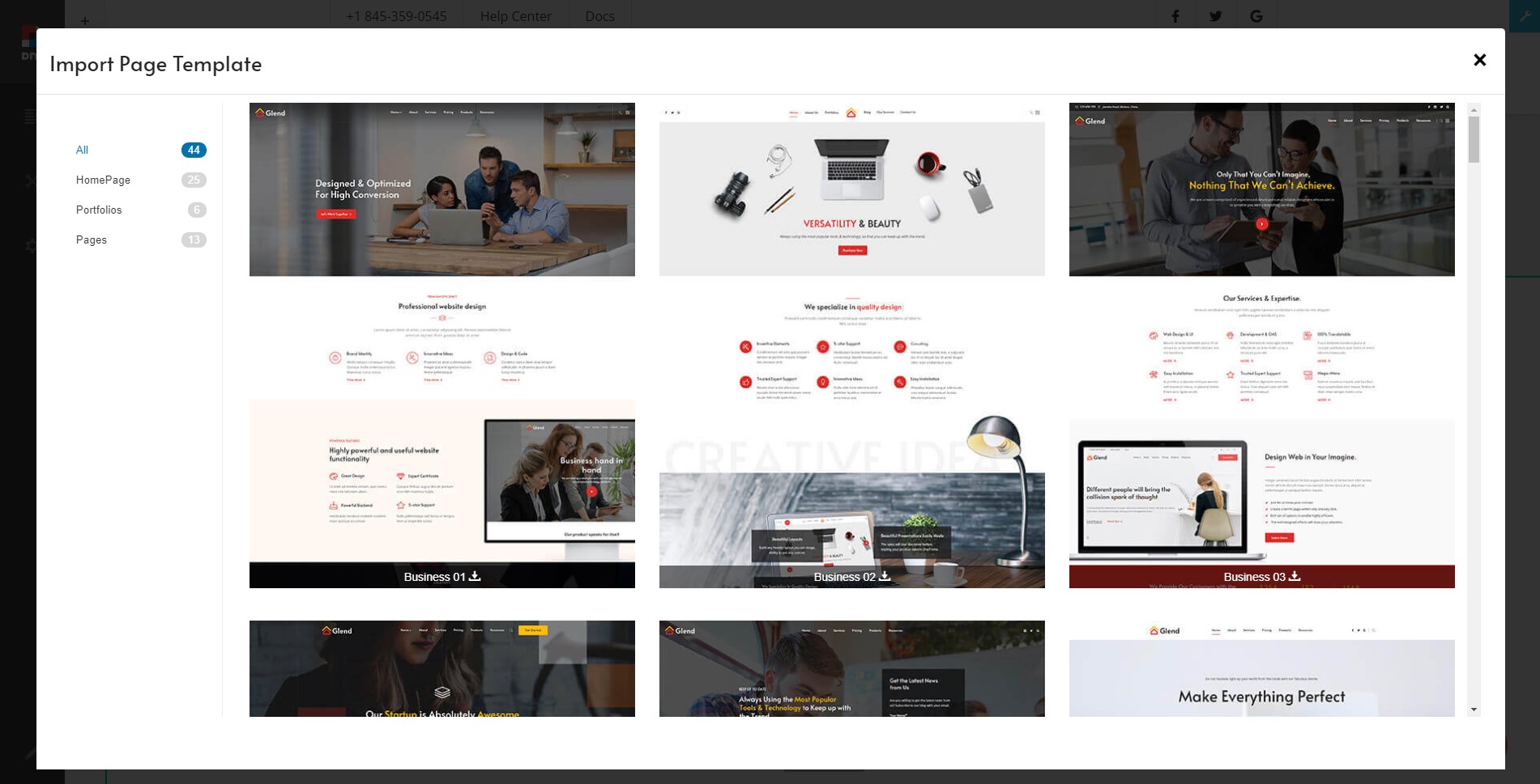 Choose a page template