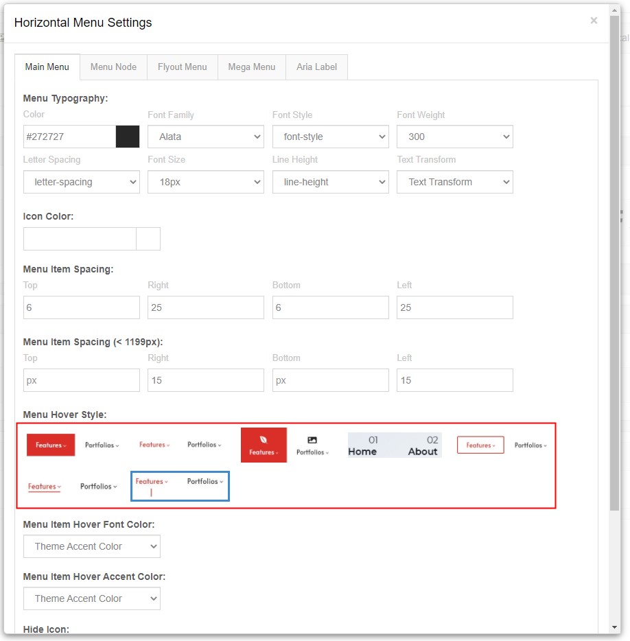 Menu Hover Style