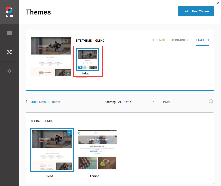 Set Site Theme and Edit Theme