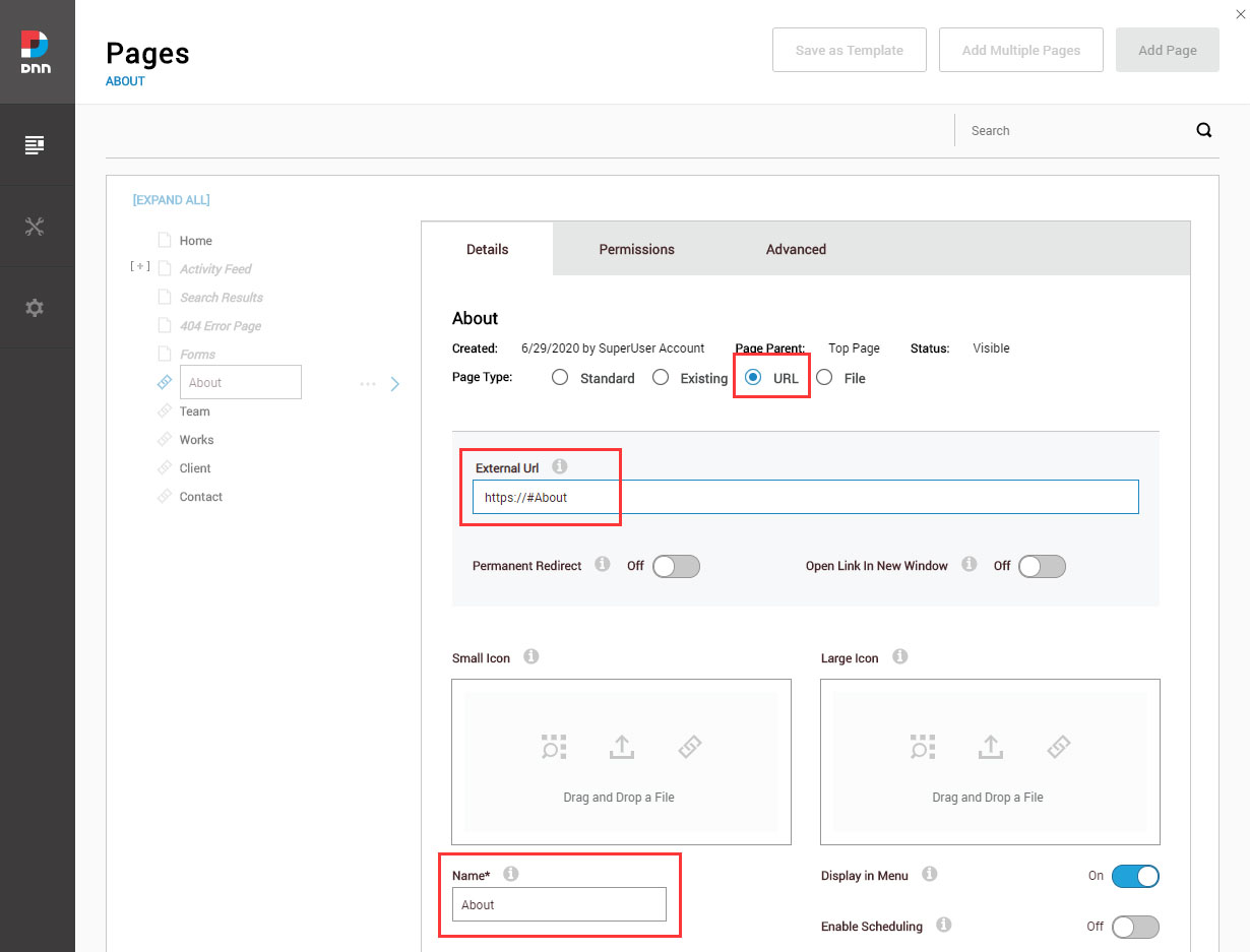 Add a URL menu item
