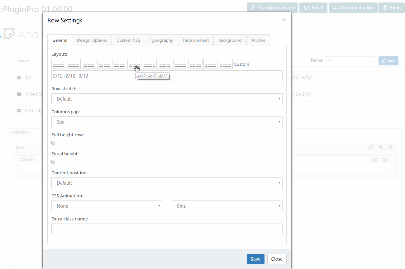 Layout settings