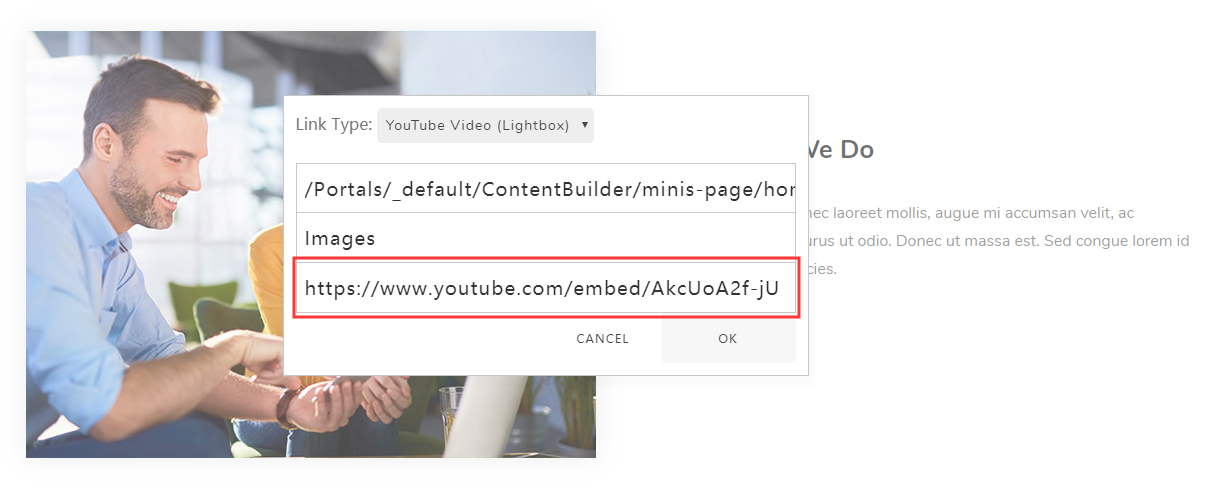YouTube lightbox settings
