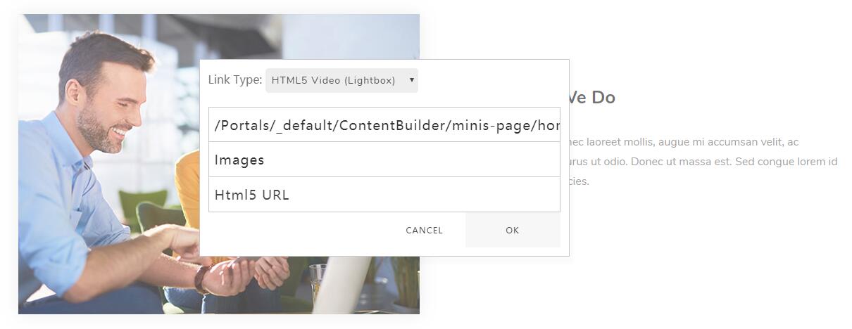 HTML5 lightbox settings