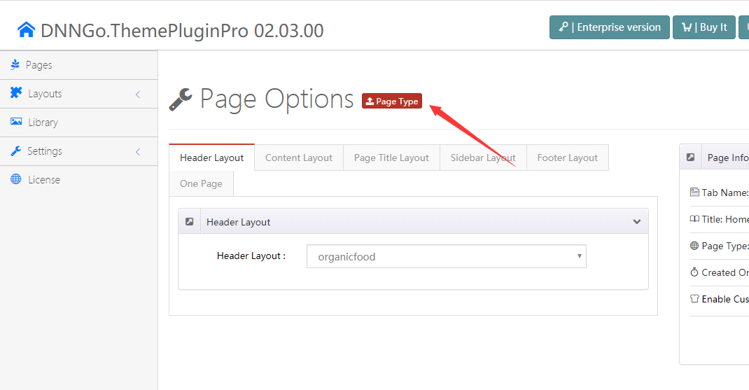 Page type button