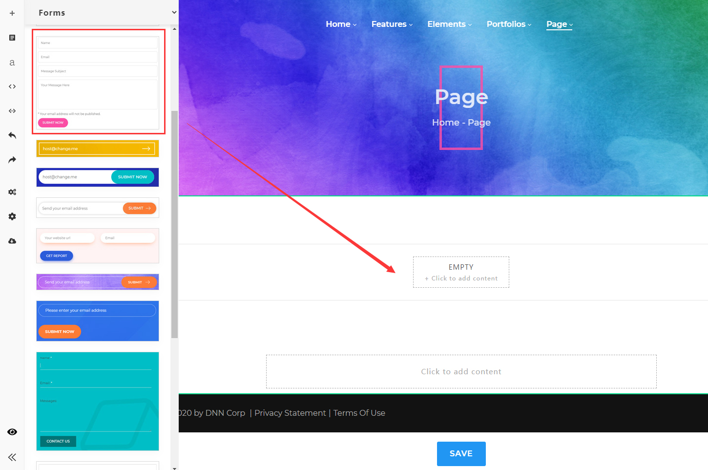 Add a form content block