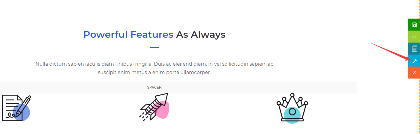 Section settings button
