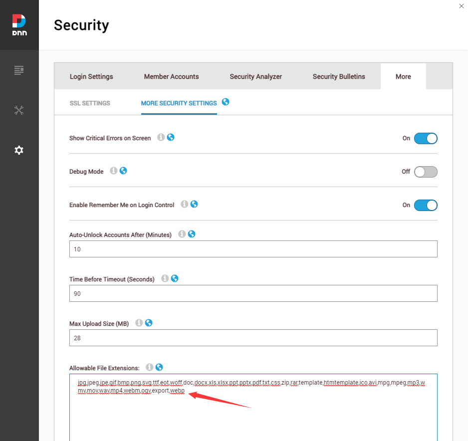 Allowable File Extensions