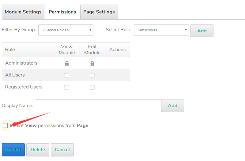 Set module permissions