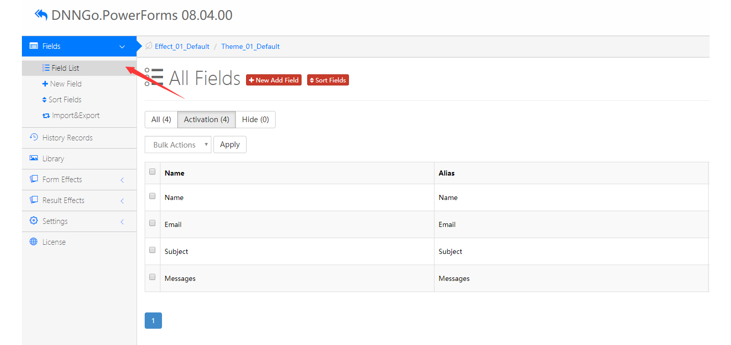 Field List