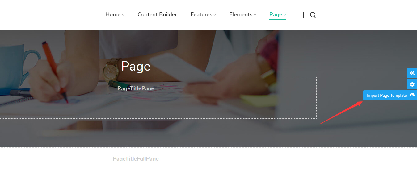 Import Page Template button