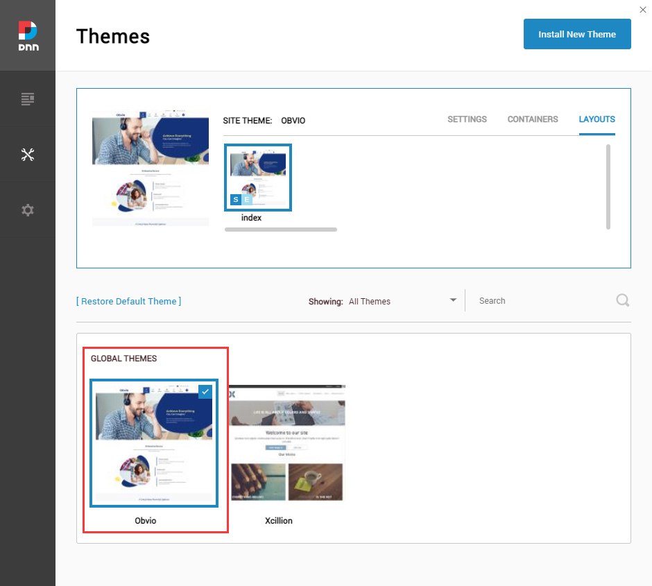 Select and apply the Obvio theme