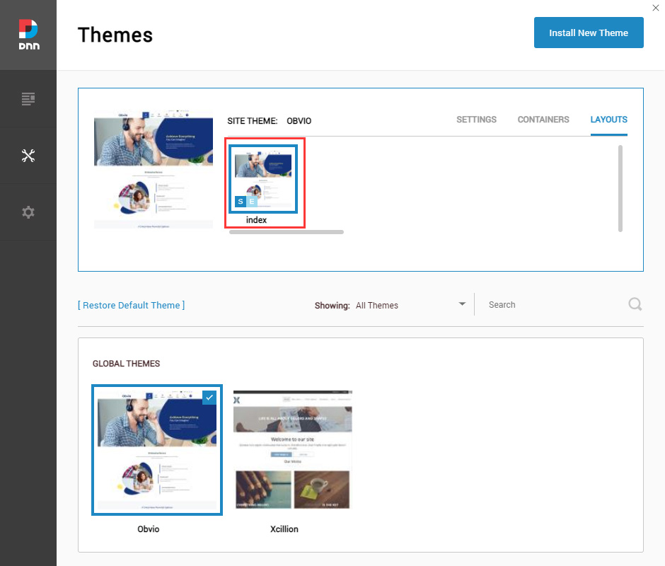 Set Site Theme and Edit Theme