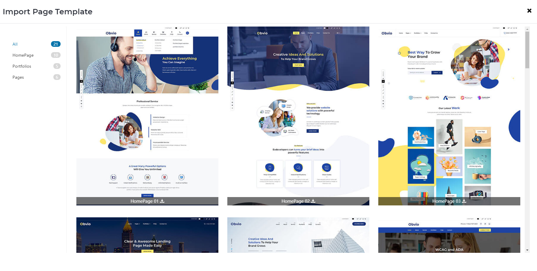 Choose a page template