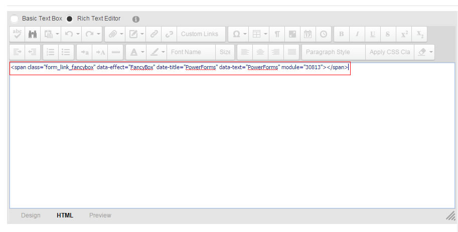 HTML control example