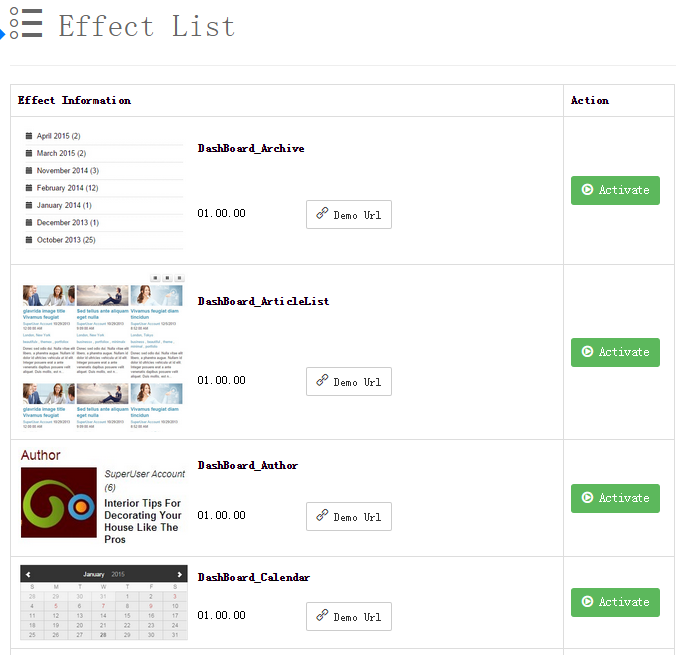DashBoard effects