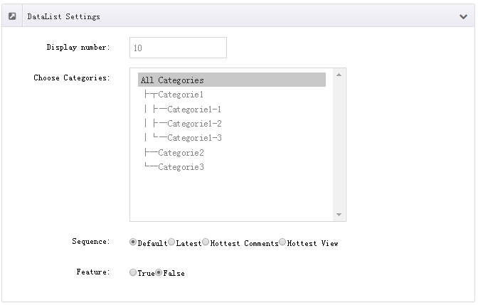 Data options