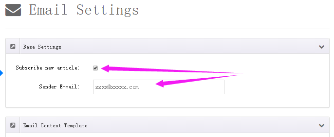 Email settings
