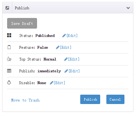 Publish settings
