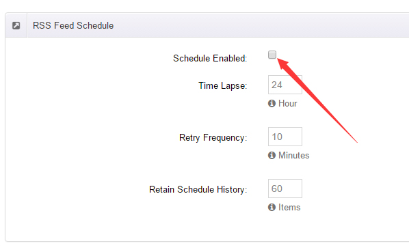 RssFeed source settings