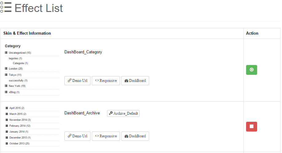 Dashboard effects