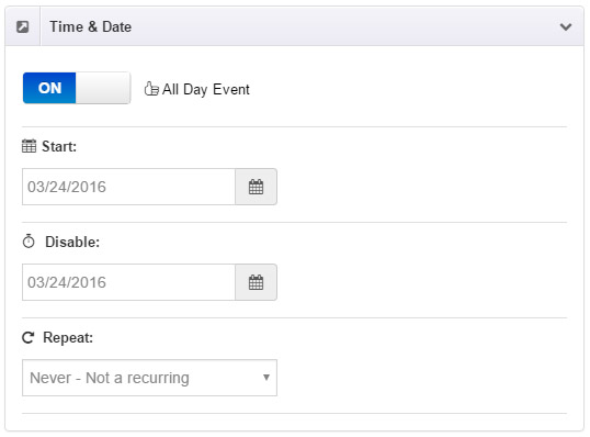 Repeat settings