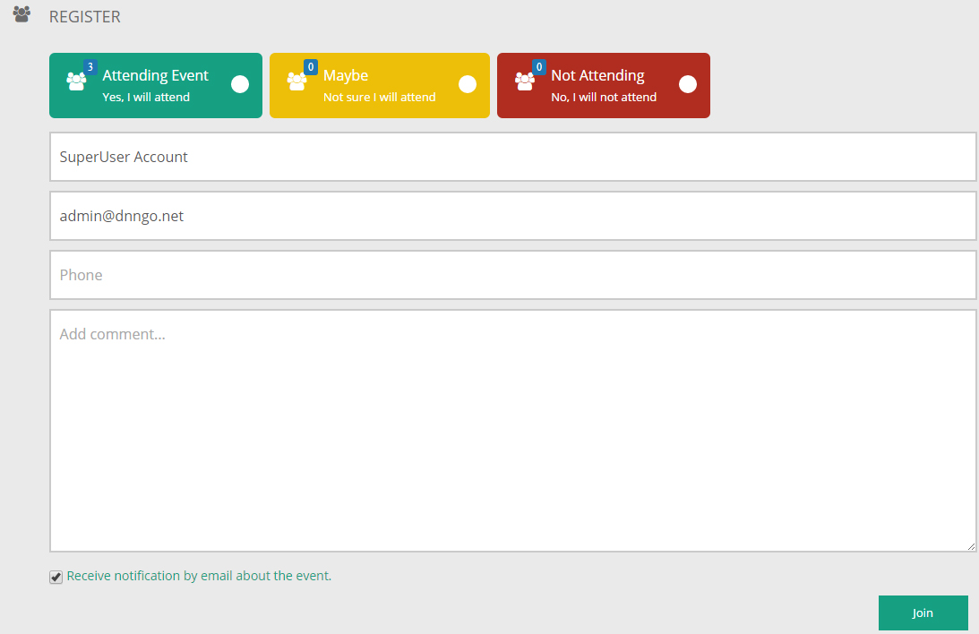 Front-end registration